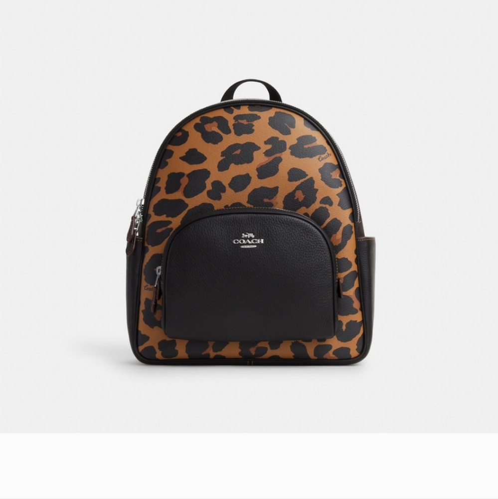 New! Court Backpack in Signature Canvas with Leopard Print 🐆